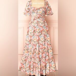 NWOT 🌸Floral Tiered Maxi Skirt - Pastel Blue & Pink